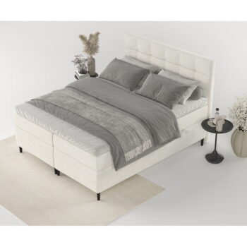 Krémovobiela boxspring posteľ s úložným priestorom 200x200 cm Urbaneo – Maison de Rêve – Obrázok 8