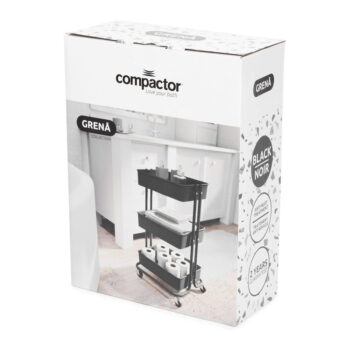 Čierny plastový pojazdný regál 43x36 cm Grena – Compactor - Image 4