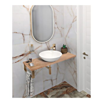 Doska pod umývadlo z dubového dreva v prírodnej farbe 140x36 cm Woody – Sapho - Image 2