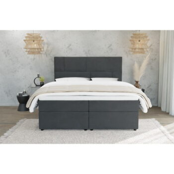 Tmavosivá boxspring posteľ s úložným priestorom 200x200 cm Lola – Ropez - Image 3