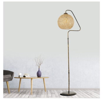 Stojacia lampa v zlatej farbe s tienidlom z juty (výška 154 cm) – Opviq lights – Obrázok 2