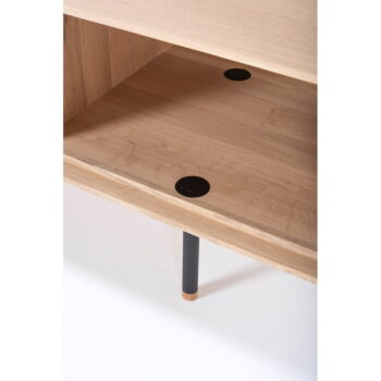 TV stolík z dubového dreva v čierno-prírodnej farbe 160x48 cm Fina – Gazzda - Image 7