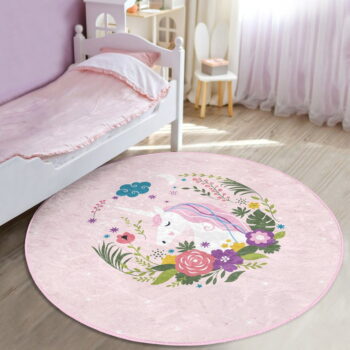 Ružový detský koberec ø 80 cm Comfort – Mila Home - Image 4