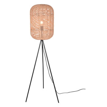 Béžová stojacia lampa s tienidlom z prútia a textilu (výška 150 cm) Runa – Trio - Image 2
