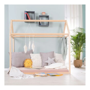 Domčeková detská posteľ v prírodnej farbe 70x140 cm Montessori – Roba - Image 6