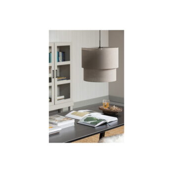 Svetlohnedé závesné svietidlo s textilným tienidlom ø 45 cm Kelk – Basiclabel - Image 2