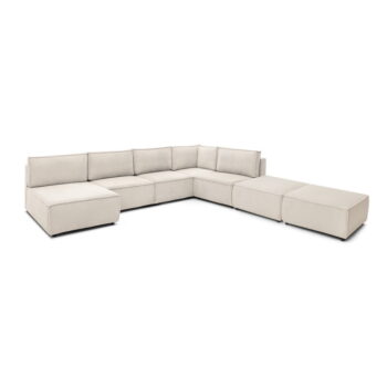 Krémovobiela menčestrová rohová pohovka (do tvaru "U"/variabilná) Nihad modular – Bobochic Paris - Image 8