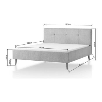 Sivohnedá čalúnená dvojlôžková posteľ 180x200 cm Smart – Meise Möbel - Image 3