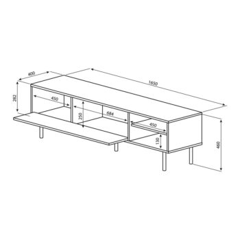 TV stolík v dekore duba v čierno-prírodnej farbe 165x40 cm Ampère – TemaHome - Image 3