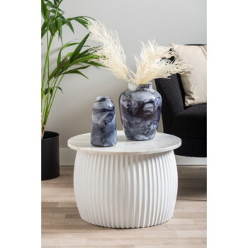 Biely okrúhly konferenčný stolík s doskou v dekore mramoru ø 52 cm Luscious – Leitmotiv – Obrázok 2