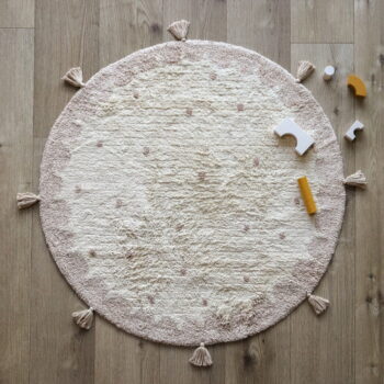 Ružovo-krémový ručne vyrobený bavlnený koberec Nattiot Mallen, ø 110 cm - Image 3