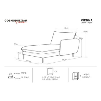 Tmavozelená zamatová leňoška (pravý roh) Vienna – Cosmopolitan Design - Image 5