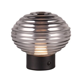 Čierno-šedá stmievateľná LED stolová lampa so skleneným tienidlom (výška 14,5 cm) Earl – Trio - Image 3