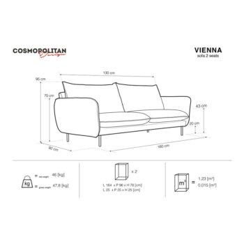 Béžová zamatová pohovka Cosmopolitan Design Vienna, 160 cm - Image 7