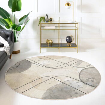 Béžový prateľný okrúhly koberec ø 80 cm Simple Lines – Mila Home - Image 8