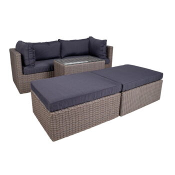 Tmavosivý záhradný lounge set z umelého ratanu pre 3 Rossi – House Nordic – Obrázok 6