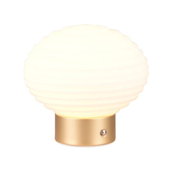 Stmievateľná LED stolová lampa v bielej a zlatej farbe so skleneným tienidlom (výška 14,5 cm) Earl – Trio - Image 2