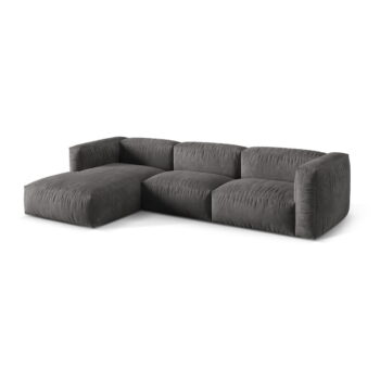 Sivá modulárna rohová pohovka z textílie bouclé (ľavý roh) Martina – Micadoni Home - Image 3
