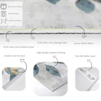 Prateľný koberec vo svetlomodrej a zlatej farbe 160x230 cm Golden Leaves – Mila Home – Obrázok 4