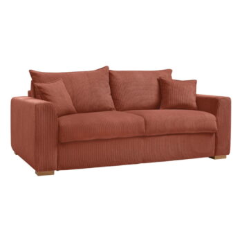 Menčestrová rozkladacia pohovka v tehlovej farbe 225 cm Augustin – Bobochic Paris - Image 3
