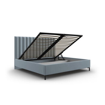 Svetlomodrá čalúnená dvojlôžková posteľ s úložným priestorom s roštom 180x200 cm Casey – Mazzini Beds - Image 3