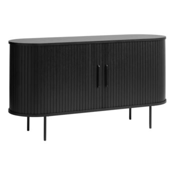 Čierna nízka komoda v dekore duba s posuvnými dverami 140x76 cm Nola – Unique Furniture – Obrázok 2