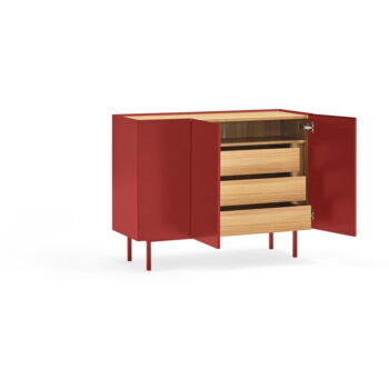 Červená nízka komoda v dekore duba 110x85 cm Arista – Teulat – Obrázok 6