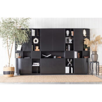 Čierna modulárna knižnica z borovicového dreva 40x210 cm Finca – WOOOD - Image 10