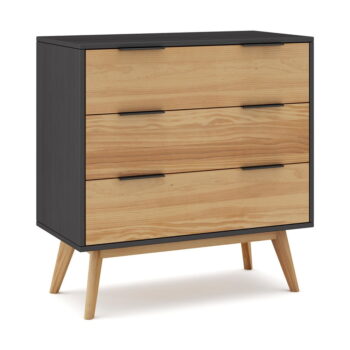 Čierna/prírodná vysoká komoda z borovicového dreva 80x83 cm Lavis – Marckeric - Image 3