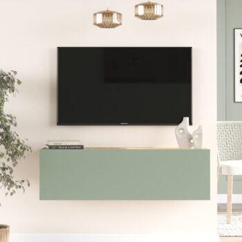 TV stolík v dekore borovice v zeleno-prírodnej farbe 100x30x32 cm – Kalune Design - Image 2