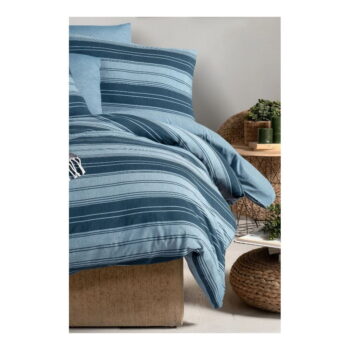 Modré 4-dielne predĺžené obliečky na dvojlôžko s plachtou 200x220 cm Stripes – Mila Home - Image 3