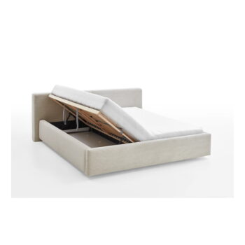 Béžová čalúnená dvojlôžková posteľ s úložným priestorom s roštom 180x200 cm Cube – Meise Möbel – Obrázok 5