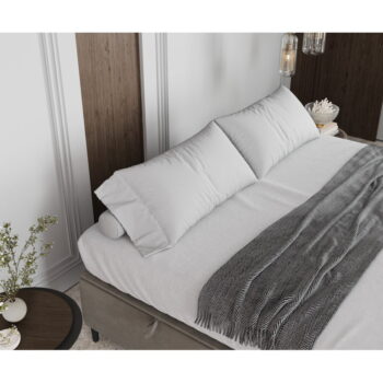 Krémovobiela čalúnená dvojlôžková posteľ s úložným priestorom 160x200 cm Tate – Maison de Rêve – Obrázok 5