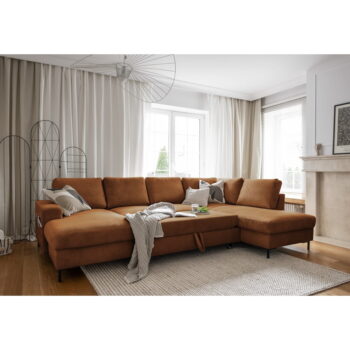 Oranžovohnedá menčestrová rozkladacia rohová pohovka (pravý roh) Lofty Lilly – Miuform - Image 5