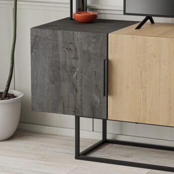 TV stolík v dekore duba v hnedo-prírodnej farbe 140x55 cm Titan – Marckeric - Image 2