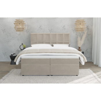 Béžová boxspring posteľ s úložným priestorom 200x200 cm Flip – Ropez - Image 3