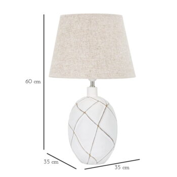Stolová lampa s textilným tienidlom v bielo-krémovej farbe (výška 60 cm) Lines – Mauro Ferretti - Image 6