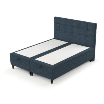 Tmavomodrá čalúnená dvojlôžková posteľ s úložným priestorom 160x200 cm Senses – Maison de Rêve - Image 11