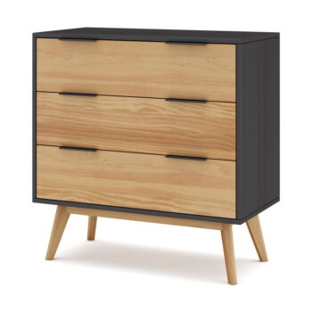 Čierna/prírodná vysoká komoda z borovicového dreva 80x83 cm Lavis – Marckeric - Image 2