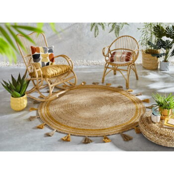 Hnedo-žltý jutový koberec Flair Rugs Istanbul, ⌀ 150 cm – Obrázok 2