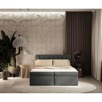 Tmavosivá boxspring posteľ s úložným priestorom 160x200 cm Novento – Maison de Rêve - Image 7