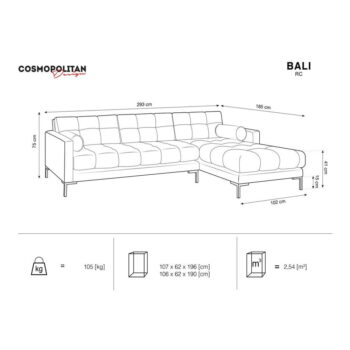 Žltá zamatová rohová pohovka Cosmopolitan Design Bali, ľavý roh - Image 9
