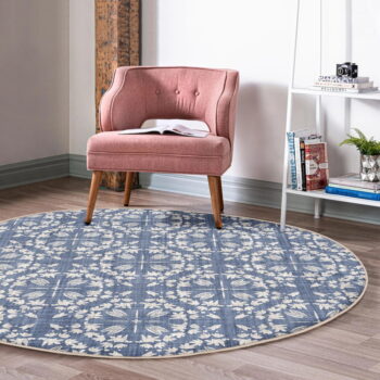 Modrý prateľný okrúhly koberec vhodný pre robotické vysávače ø 100 cm Comfort – Mila Home - Image 4