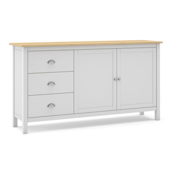 Biela/prírodná nízka komoda z borovicového dreva 150x80,5 cm Misti – Marckeric – Obrázok 3
