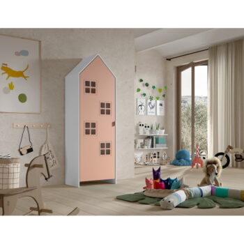 Ružovo-biela detská šatníková skriňa z borovicového dreva 37x172 cm Casami Bruges – Vipack - Image 2
