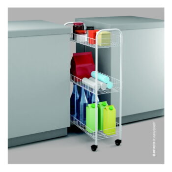 Trojposchodový pojazdný stojan do kúpeľne Metaltex Laundry, 23 × 84 cm – Obrázok 3