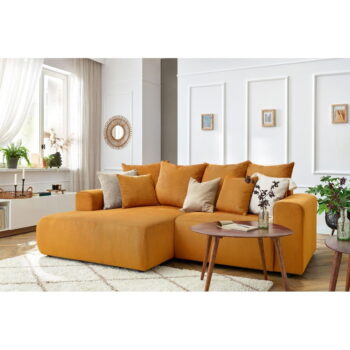 Okrovožltá zamatová rohová pohovka Enjoy – Bobochic Paris - Image 9