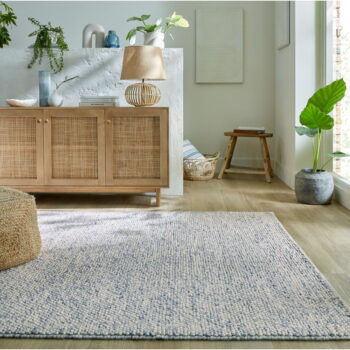 Svetlomodrý ručne tkaný koberec s prímesou vlny 80x150 cm Minerals – Flair Rugs - Image 5