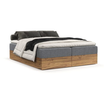 Boxspring posteľ s úložným priestorom v sivo-prírodnej farbe 180x200 cm Faro – Maison de Rêve - Image 11