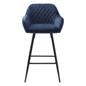 Modrá zamatová barová stolička (výška sedadla 67 cm) Milton – Unique Furniture - Image 2